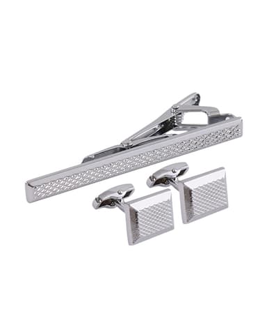 ست دکمه سردست و گیره کراوات مردانه ورد فشن مدل PJ-105282