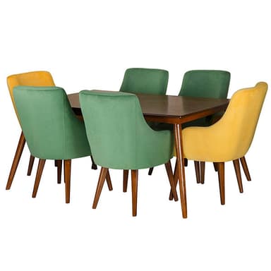 میز و صندلی ناهار خوری چشمه نور کد MA-6043/BR-GR-YL سبز زرد