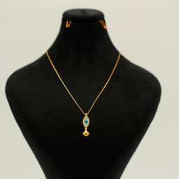 گردنبند طلا 18 عیار زنانه طلانیوم طرح ماهی چشم نظر کد T-01