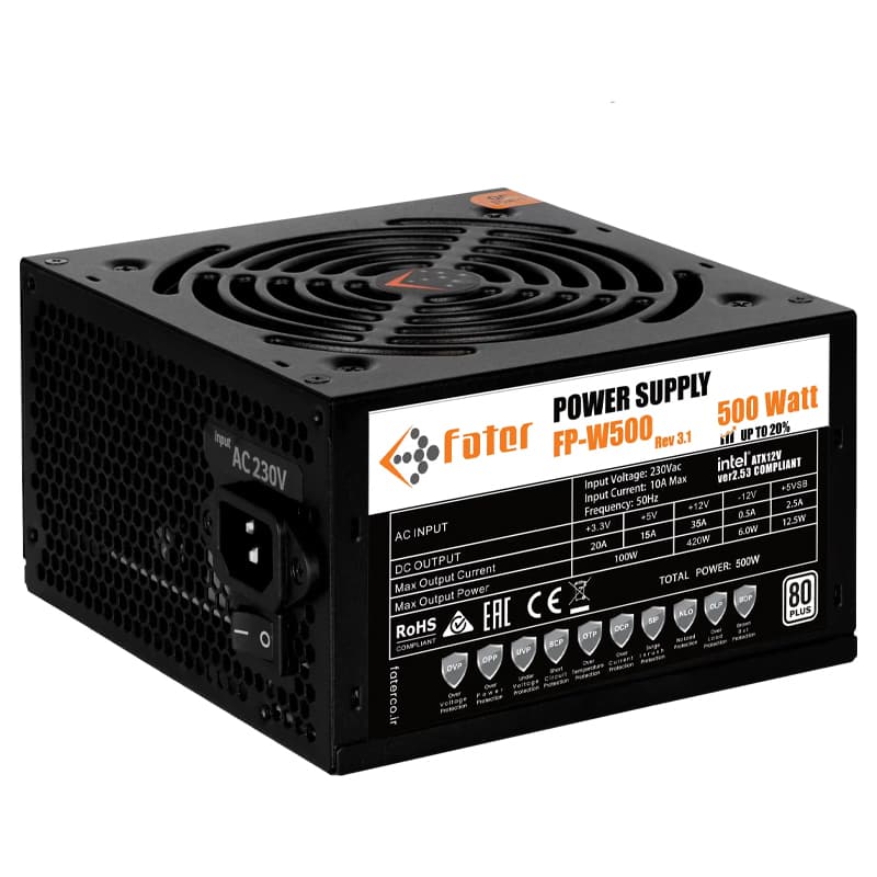 منبع تغذیه کامپیوتر فاطر مدل FP-W500 80Plus