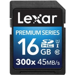 کارت حافظه SDHC لکسار مدل Premium کلاس 10 استاندارد UHS-I U1 سرعت 45MBps 300X ظرفیت 16 گیگابایت