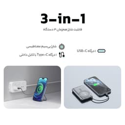 پاوربانک بی‌سیم تی سی اچ مدل Elite 1020WS ظرفیت 10000 میلی‌آمپرساعت