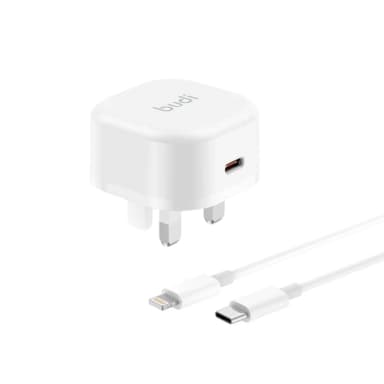 شارژر دیواری 20 وات بودی مدل AC361UTLWS به همراه کابل تبدیل USB-C به لایتنینگ