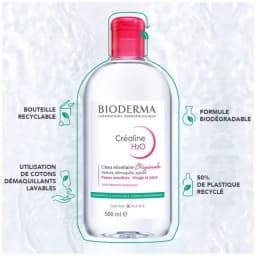 میسلار واتر بایودرما مدل Crealine H2O حجم 500 میلی‌لیتر
