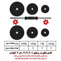 دمبل گرد قابل تنظیم رادیس فیت مدل DVP-6Mix one handle وزن 6 کیلوگرم
