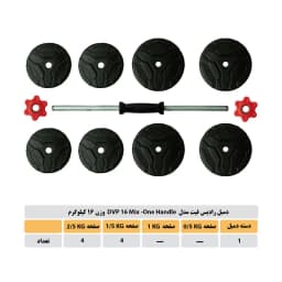 دمبل گرد قابل تنظیم رادیس فیت مدل DVP16-Mix1-one handle وزن 16 کیلوگرم
